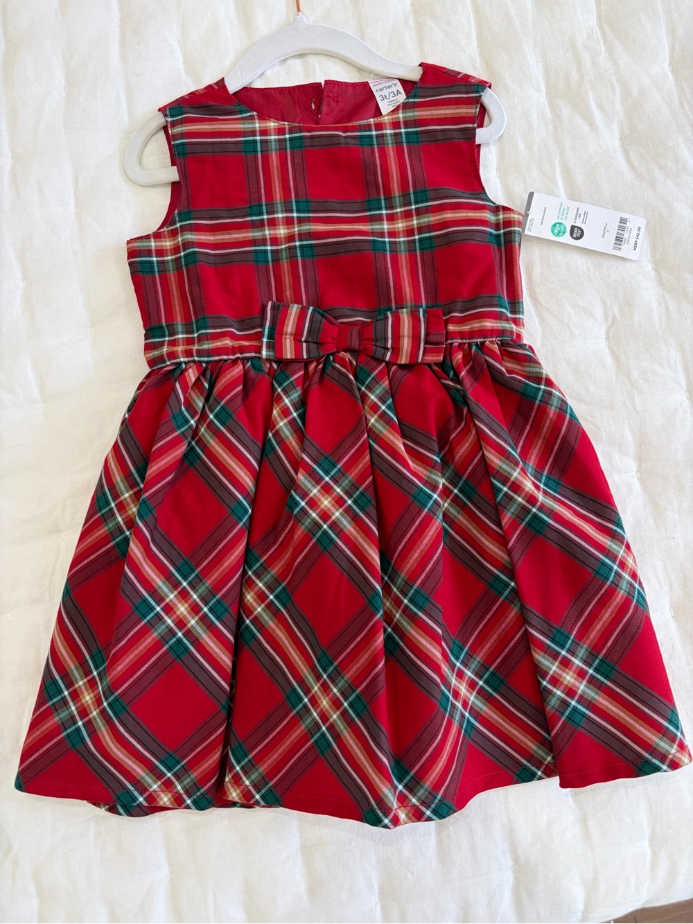Toddler Plaid Sateen Holiday Dress, NWT